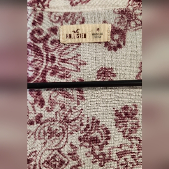 Hollister Womens Peasant Top Size M Purple Floral Gauzy‎ Crochet Boho Flowy - Picture 4 of 6